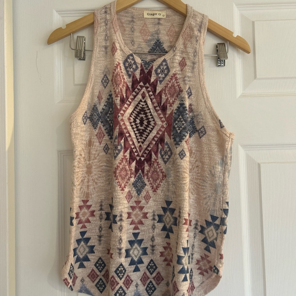 Ginger G Women's Multicolor Geometric Tank Top large